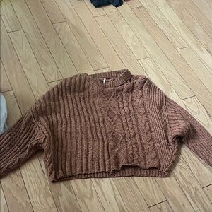 Cozy Brown Cable Knit Sweater